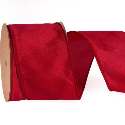 LaRibbons Red Ribbon Wired Christmas Dupioni, 2.5" x 10 Yards