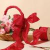 LaRibbons Red Ribbon Wired Christmas Dupioni, 2.5" x 10 Yards view 2