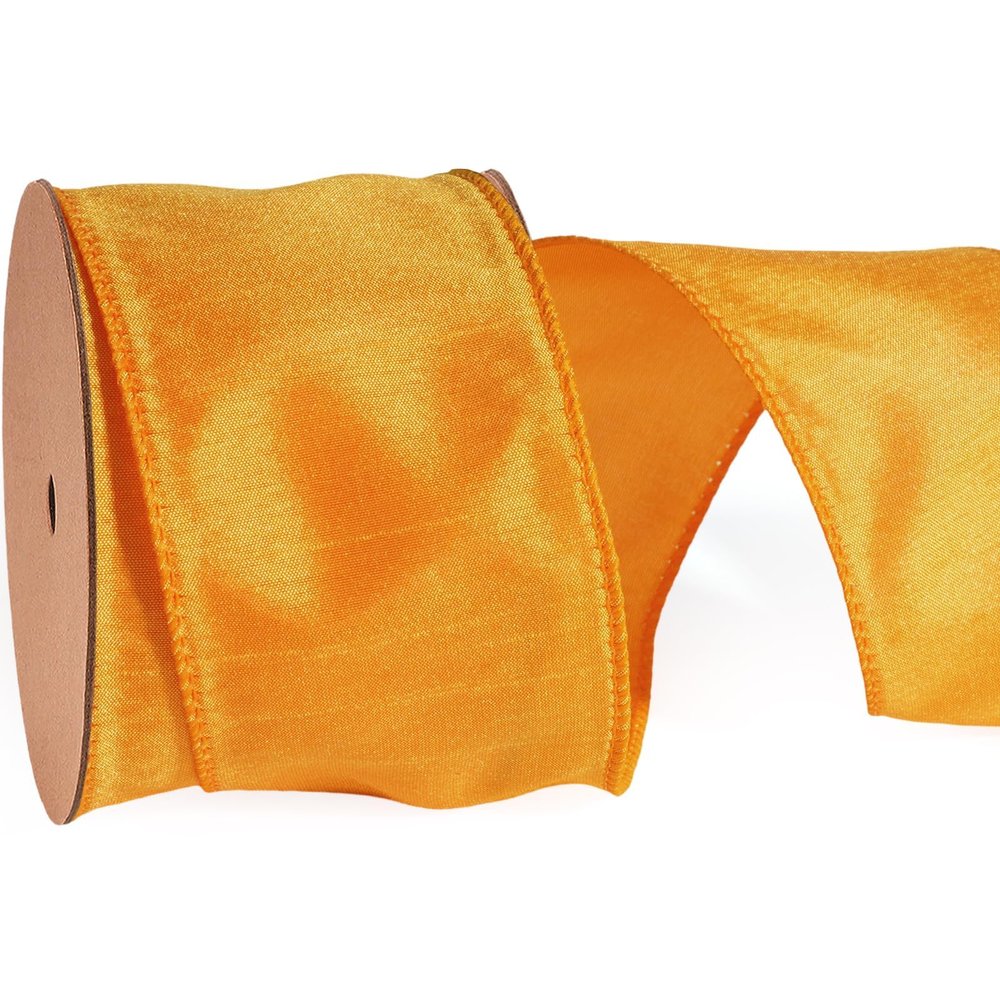 LaRibbons Gold Yellow Ribbon Wired Fall Dupioni, 2.5" x 10 Yards