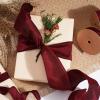 LaRibbons Burgundy Ribbon Wired 2.5 Inch x 10 Yards Dark Red Dupioni Ribbon for Christmas Gift Wrapping Flower Bouquet Wreath Bow Party Home Decoration view 2
