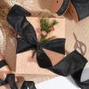LaRibbons Black Ribbon Wired 2.5 Inch x 10 Yards Dupioni Ribbon for Halloween Christmas Gift Wrapping, Wreath, Bows, Party and Home Decoration view 2