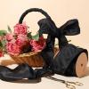 LaRibbons Black Ribbon Wired 2.5 Inch x 10 Yards Dupioni Ribbon for Halloween Christmas Gift Wrapping, Wreath, Bows, Party and Home Decoration view 3