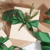 LaRibbons Green Ribbon Wired 2.5 Inch x 10 Yards Forest Green Dupioni Ribbon for Christmas Gift Wrapping Flower Bouquet Wreath Bow Party Home Decoration view 2
