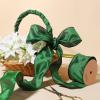 LaRibbons Green Ribbon Wired 2.5 Inch x 10 Yards Forest Green Dupioni Ribbon for Christmas Gift Wrapping Flower Bouquet Wreath Bow Party Home Decoration view 3