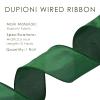 LaRibbons Green Ribbon Wired 2.5 Inch x 10 Yards Forest Green Dupioni Ribbon for Christmas Gift Wrapping Flower Bouquet Wreath Bow Party Home Decoration view 4