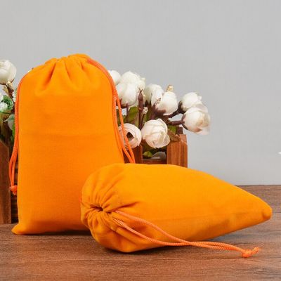 10-100pcs Velvet Drawstring Pouch Jewelry Baggie Ring Party Wedding Gift Bag LOT (Orange,9x12cm,50pcs)
