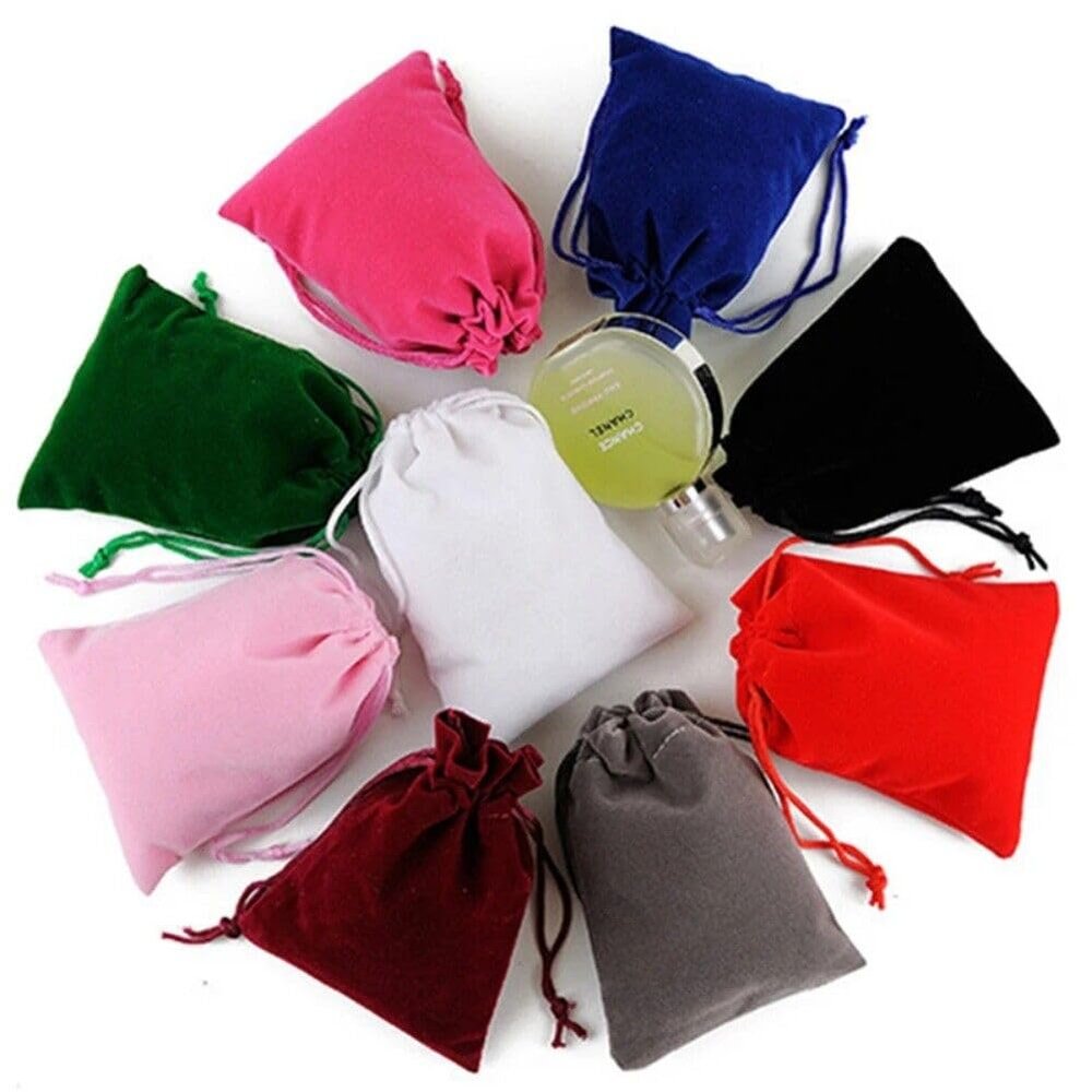 10-100pcs Velvet Drawstring Pouch Jewelry Baggie Ring Party Wedding Gift Bag LOT (Mix colors,12x15cm,50pcs)