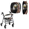 Uacyareni American Flag Eagle Black Walker Seat & Backrest Rollator Covers Set 2 Pieces Removable&Washable Roller Walker Cover Accessories for Seniors Men Women view 1