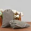 10-100pcs Velvet Drawstring Pouch Jewelry Baggie Ring Party Wedding Gift Bag LOT (Gray,10x12cm,50pcs) view 1