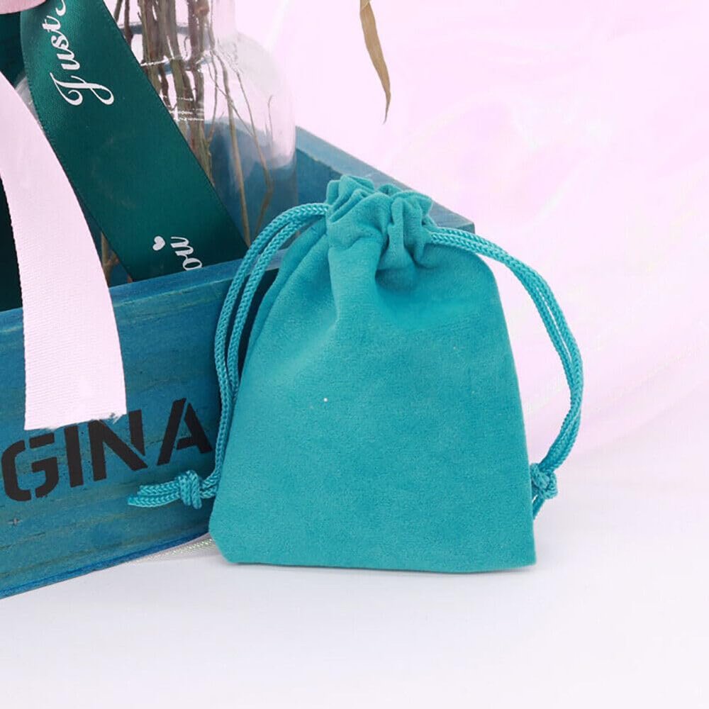 10-100pcs Velvet Drawstring Pouch Jewelry Baggie Ring Party Wedding Gift Bag LOT (Peacock blue,12x15cm,50pcs)