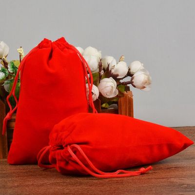 10-100pcs Velvet Drawstring Pouch Jewelry Baggie Ring Party Wedding Gift Bag LOT (Red,12x15cm,100pcs)