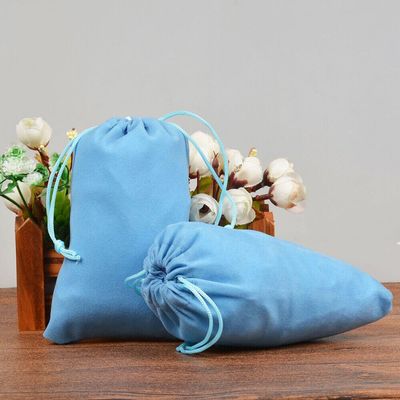 10-100pcs Velvet Drawstring Pouch Jewelry Baggie Ring Party Wedding Gift Bag LOT (Light blue,15x20cm,100pcs)