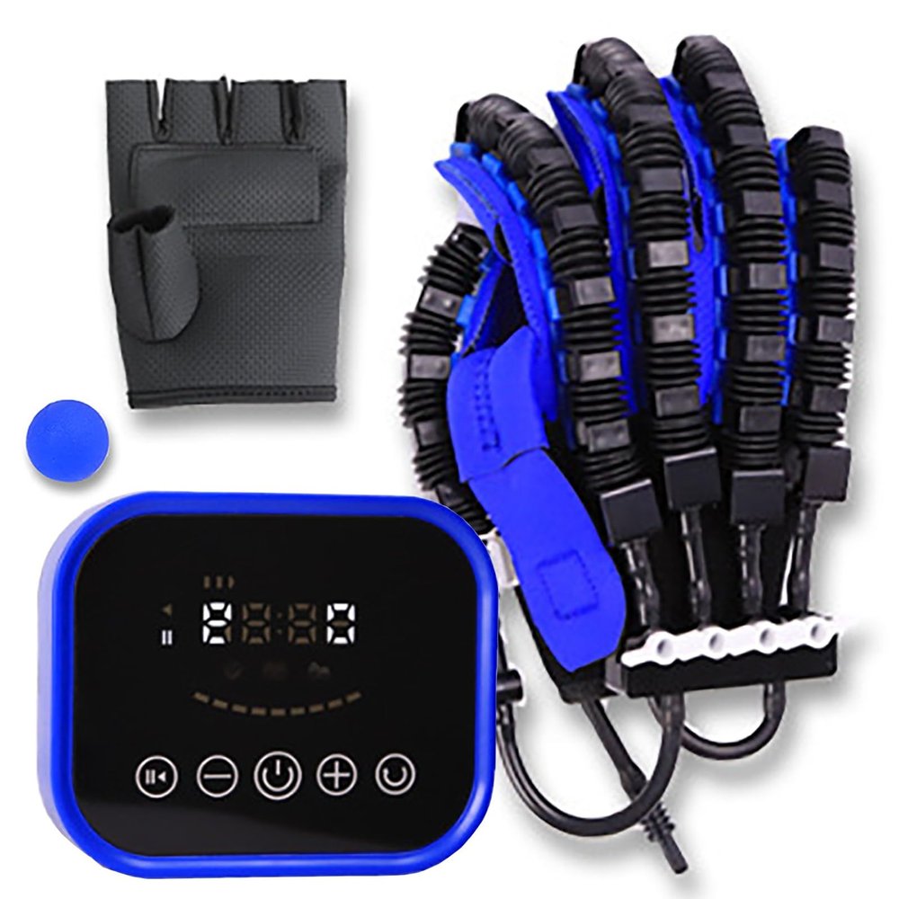 FXNFXLA Finger Rehabilitation Robot Gloves, Stroke Hand Recovery Device for Hand Function Exercise, with LCD Display, Independent Finger Training, Easy to Put on and Remove