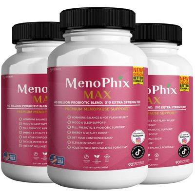 MenoPhix Max Premium Menopause Support Supplement, 40 Billions CFU, Extra Strength, 90 Capsules (3)