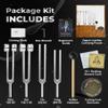 CREVIK Tuning Forks for Healing Set - 128Hz, 136.1Hz, 256Hz, 384Hz Weighted & Unweighted Tuning Fork Kit with Hockey Puck Activator - Chakra Sound Therapy Instruments for Meditation & Yoga in Pouch view 2