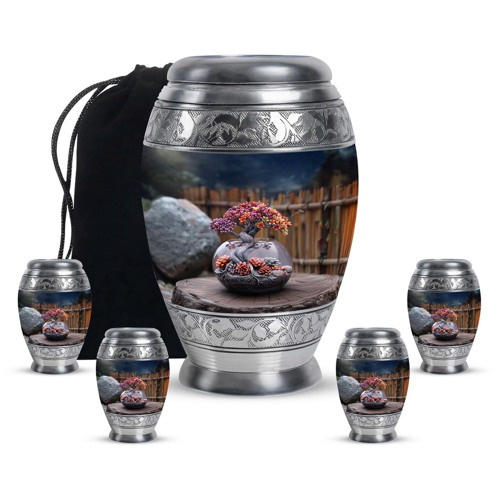 LEXFAY Tree Burial Urn for Ashes Adult Male - Funeral Urns for Human Ashes Adult Female - Human Urns for Dad - Keepsake Small Urn for Mom Combo of 4