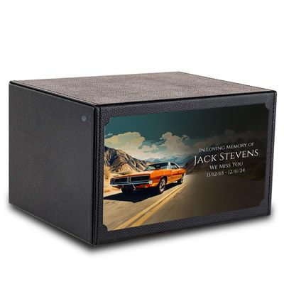 GetUrns Heritage Adult Classic Car Cremation Urn for Human Ashes I Leather Wood Funeral Urns for Male and Female I 213lbs