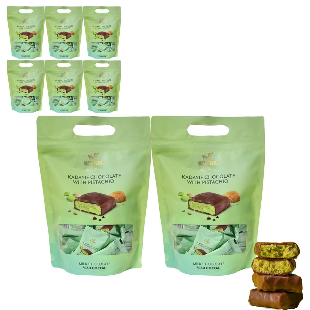 320 Count of Mini Dubai Chocolate Kunafa Pistachio Bar - Pistachio Chocolate Bars with Shredded Phyllo Dough - Fresh Daily Production, Perfect for Gifting - 8.8 lbs/Aprox 320 Pieces