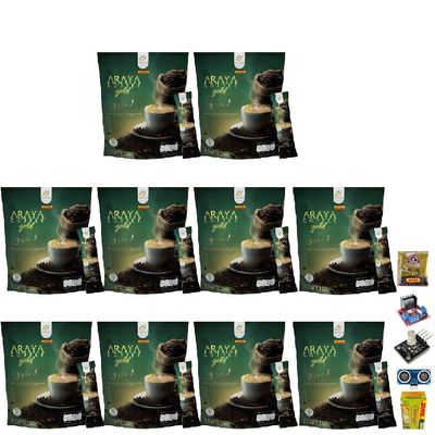 Arabica Roasted Coffee Delicious Intense Much Mellow Fruit Snack 15 Sachet/Pack(225g) ArayaCoffeeGold 3 in 1 Set 10 By Beautygoodshop [Get Free For You Beauty Gifts]