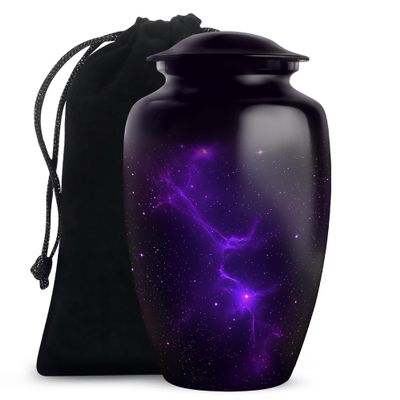 Yatskia Purple Galaxy Urn for Ashes Adult Male, Cremation Burial Urns for Human Ashes Adult Female, Ash Holder Funeral Urn for Human, (Classic Large, 10 Inch)