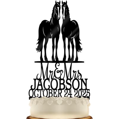 Horses Country Western Wedding Cake Topper Rustic Weddings Cowboy and Cowgirl
