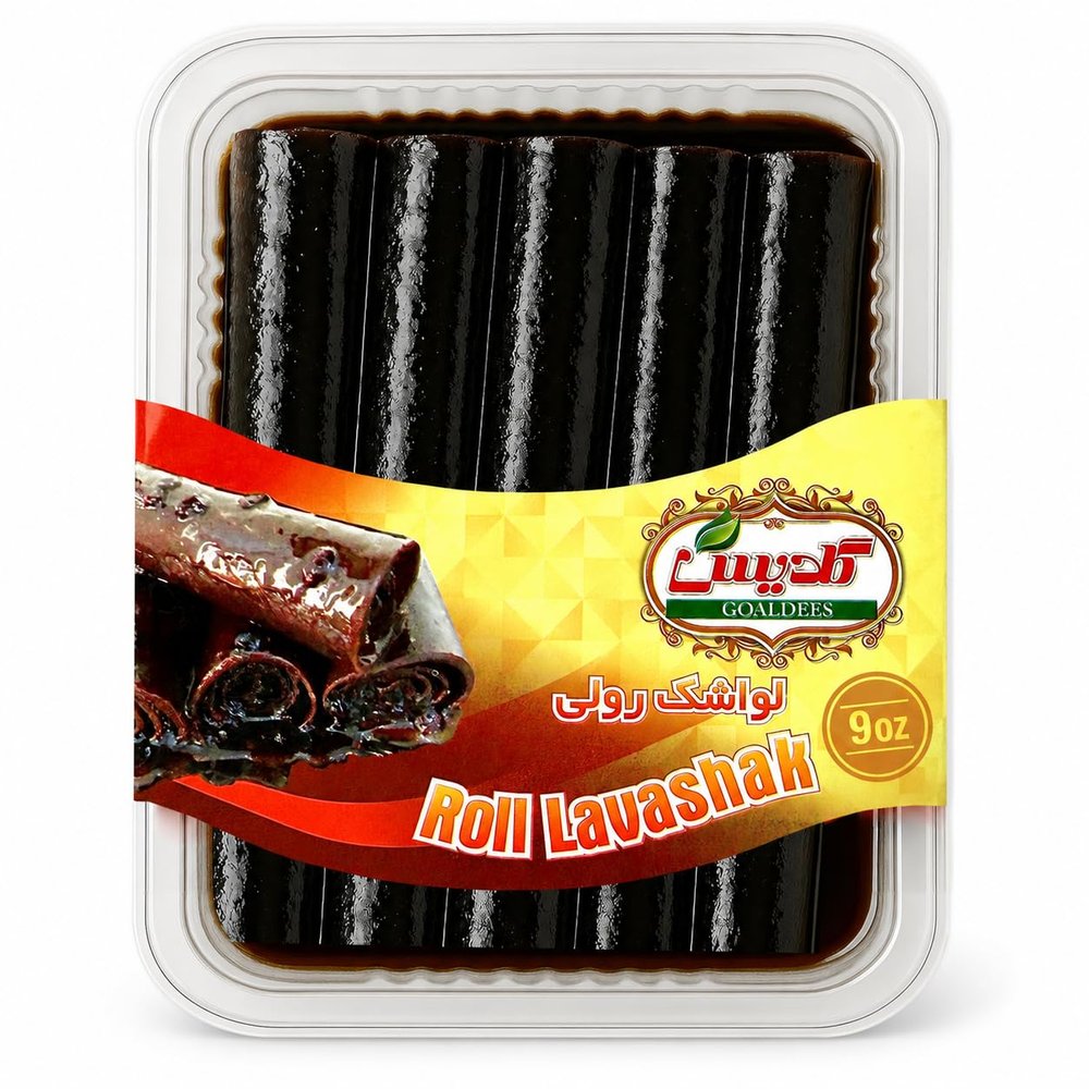 GOALDEES Roll Lavashak Pomegranate Juicy Sour Fruit Leather Persian Snack Middle Eastern Halal Bold Flavor Timeless Tradition (1 Pack, 250, Gram)