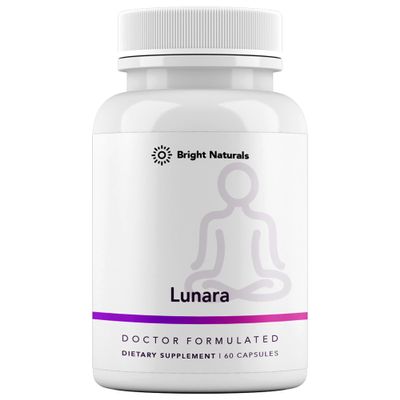 Bright Naturals Lunara - Doctor-Formulated Menopause Supplements for Women - Ease Hot Flashes and PMS, Support Hormonal Balance, Mood and Sleep Quality - USA Made - 30-Day Supply, 1 Pack