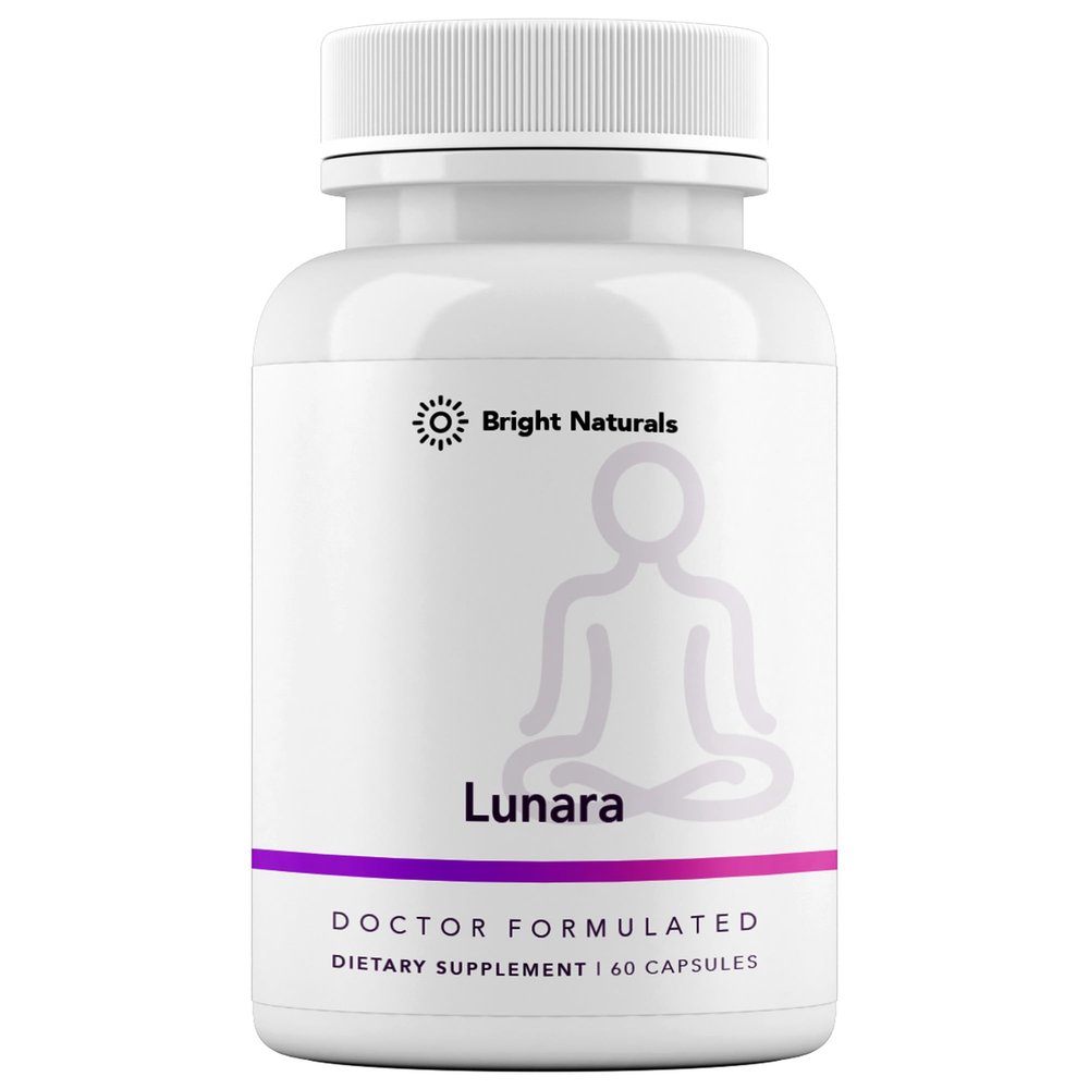 Bright Naturals Lunara - Doctor-Formulated Menopause Supplements for Women - Ease Hot Flashes and PMS, Support Hormonal Balance, Mood and Sleep Quality - USA Made - 30-Day Supply, 1 Pack