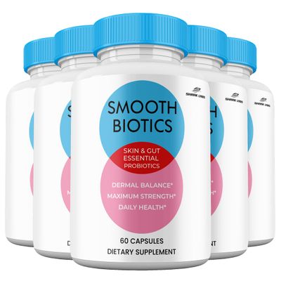 (5 Pack) Smooth Biotic Capsules, All Natural Skin and Gut Capsules, SmoothBiotic Supplement Premium Maximum Strength, 5 Month Supply