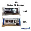 WBB SMORES KIT BAR | 12 sets | Mix Kits : 6 Milk & 6 Cookies n Mallow | Makes 24 S'mores | Individually packaged set: Graham Crackers, Marshmallow, Chocolate | Make delicious smores (Mix) view 2