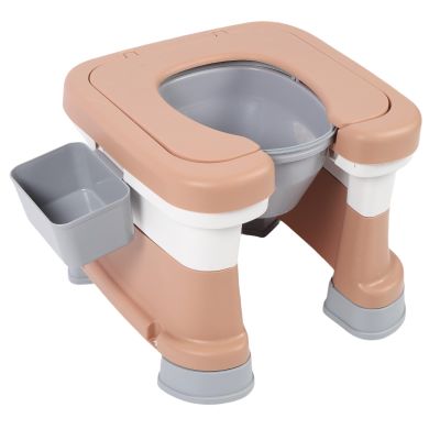 ViaGasaFamido Portable Commode Chair, Shower Chair Non Slip Bedside Toilet with Ergonomic Design Multifunctional Plastic Potty Chair for Bathing, Toilet Use (Coffee)