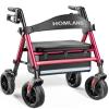 HOMLAND Rollator Walker for Seniors with Seat, Foldable Lightweight Aluminum Rolling Walker with 8" All-Terrain Wheels, Adjustable Height, Storage Bag & Hand Brakes, Ergonomic Indoor Outdoor Aid view 1