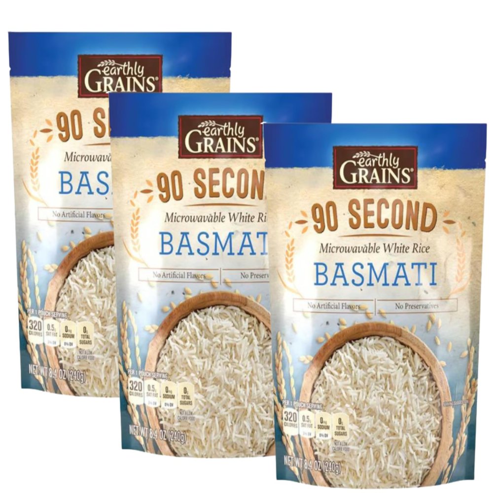3 -Packs - Ready to Serve Basmati Rice 8.8 oz Microwavable White Basmati Rice Fully Cooked Fluffy Fragrant Ready in 90 Seconds Convenient Meal or Side Dish