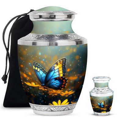 Butterfly Urn for Ashes, Cremains Ash Containers, Keepsake Urn for Human Adult Remains, Best Memorial & Thoughtful Gift for Men & Women, Combo (1Pc 10 Inch & 1Pc 3 Inch)