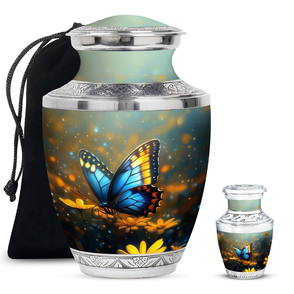 Butterfly Urn for Ashes, Cremains Ash Containers, Keepsake Urn for Human Adult Remains, Best Memorial & Thoughtful Gift for Men & Women, Combo (1Pc 10 Inch & 1Pc 3 Inch)