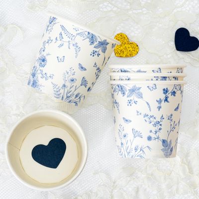 Crisky 6oz Paper Cups Dixie Cup[300 Pack], Disposable Bathroom Cups, Elegant Blue Floral Small Mouthwash Cup, Hot/Cold Beverage Coffee, Dessert for Birthday Parties, Home-use, Picnics, Ceremonies