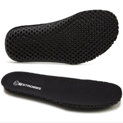 7STROBBS Thin Breathable Insoles for Men, Lightweight Replacement Cushion Shoe Inserts for Sneakers Work Shoes, Soft Sweat Absorbing Innersole Shoe Pads, Black U11/12