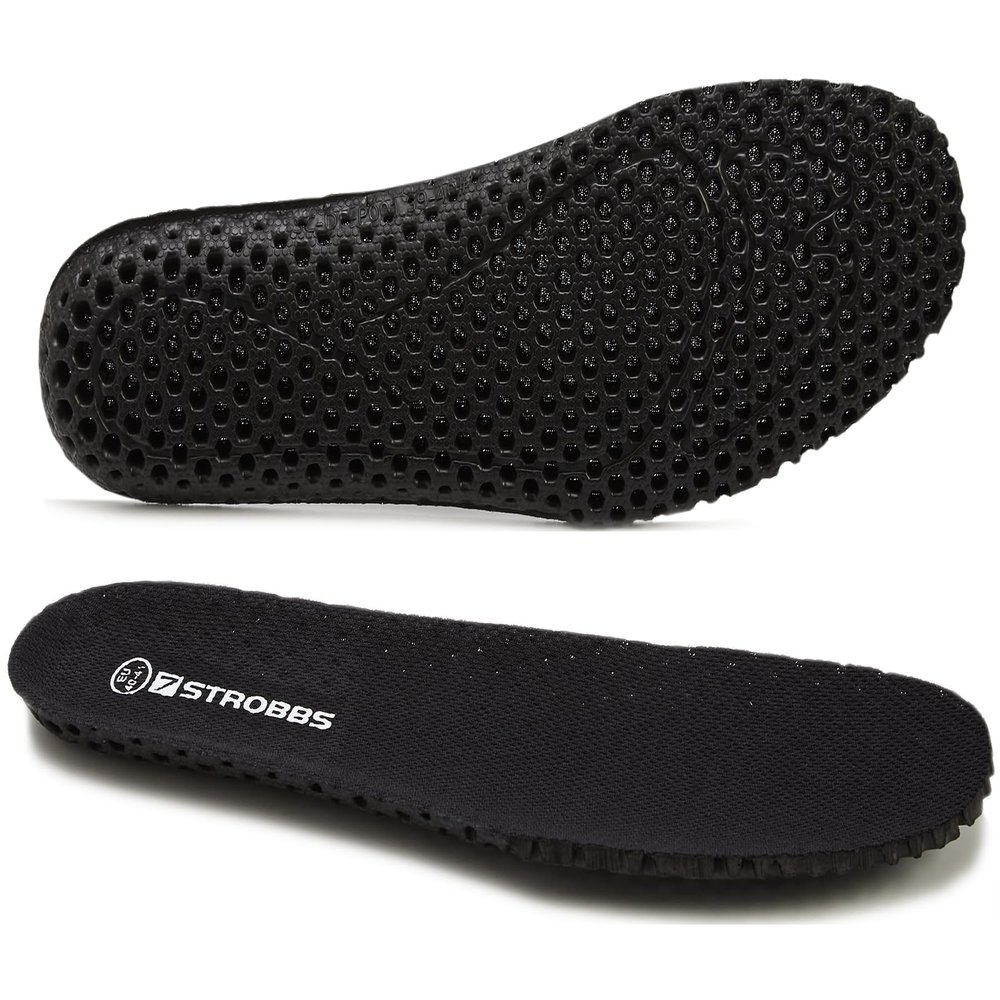 7STROBBS Thin Breathable Insoles for Men, Lightweight Replacement Cushion Shoe Inserts for Sneakers Work Shoes, Soft Sweat Absorbing Innersole Shoe Pads, Black U11/12