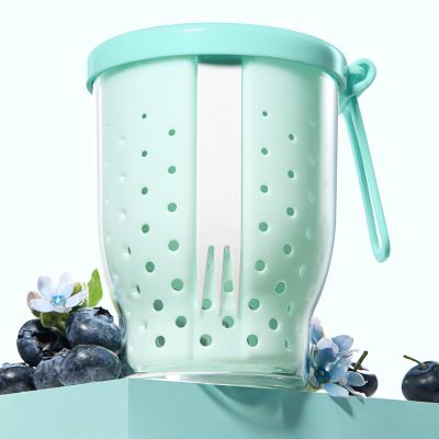 LoopTime 25 Oz Travel Fruit Cups for Car,Fruit Salad Storage Cup with Fork and Lids,Leakproof Reusable Snack Containers,Airtight Food Storage Containers,Reusable for Travel,Party,Office (Blue)