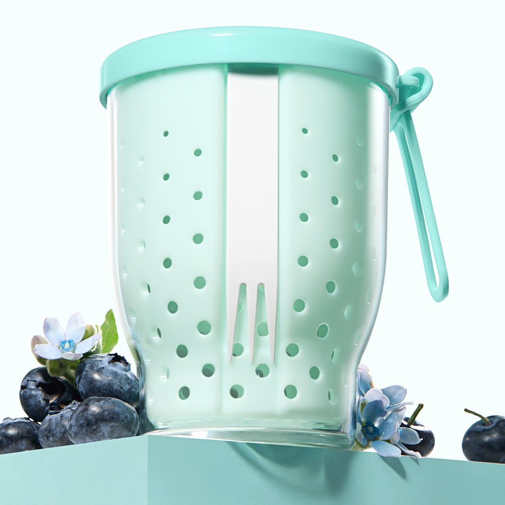 LoopTime 25 Oz Travel Fruit Cups for Car,Fruit Salad Storage Cup with Fork and Lids,Leakproof Reusable Snack Containers,Airtight Food Storage Containers,Reusable for Travel,Party,Office (Blue)