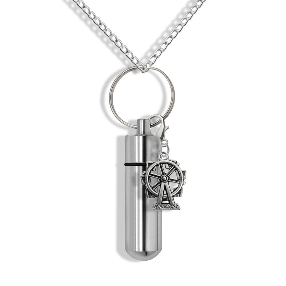 Ferris Wheel Cremation Urn Pendant-Stainless Steel Urn -Remembrance Necklace-Caring Ferris Wheel Necklace