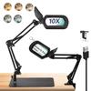 10X Magnifying Glass with Light and Stand: 2-in-1 LED Lighted Magnifier Lamp with Clamp - Hands Free Magnifying Glasses Desk Lamp for Reading Close Work Painting Craft Hobby view 1