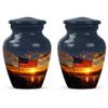 American Flag Sunset Funeral Urn for Burial, Cremation Urn for Human Ashes Adult Male, Companion Urns for Adults, Adult Female Cremains Keepsake Size 3 Inch Set of 2 view 1