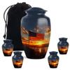 American Flag Sunset Urns for Ashes Adults, Cremation Urn for Human Ashes Adult Male, Funeral Urn for Burial, Large Adult Female Size 10 inch & 3 inch Pack of 5 view 1