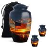 American Flag Sunset Urns for Ashes Adults, Cremation Urn for Human Ashes Adult Male, Funeral Urn for Burial, Large Adult Female Size 10 inch & 3 inch Pack of 3 view 1