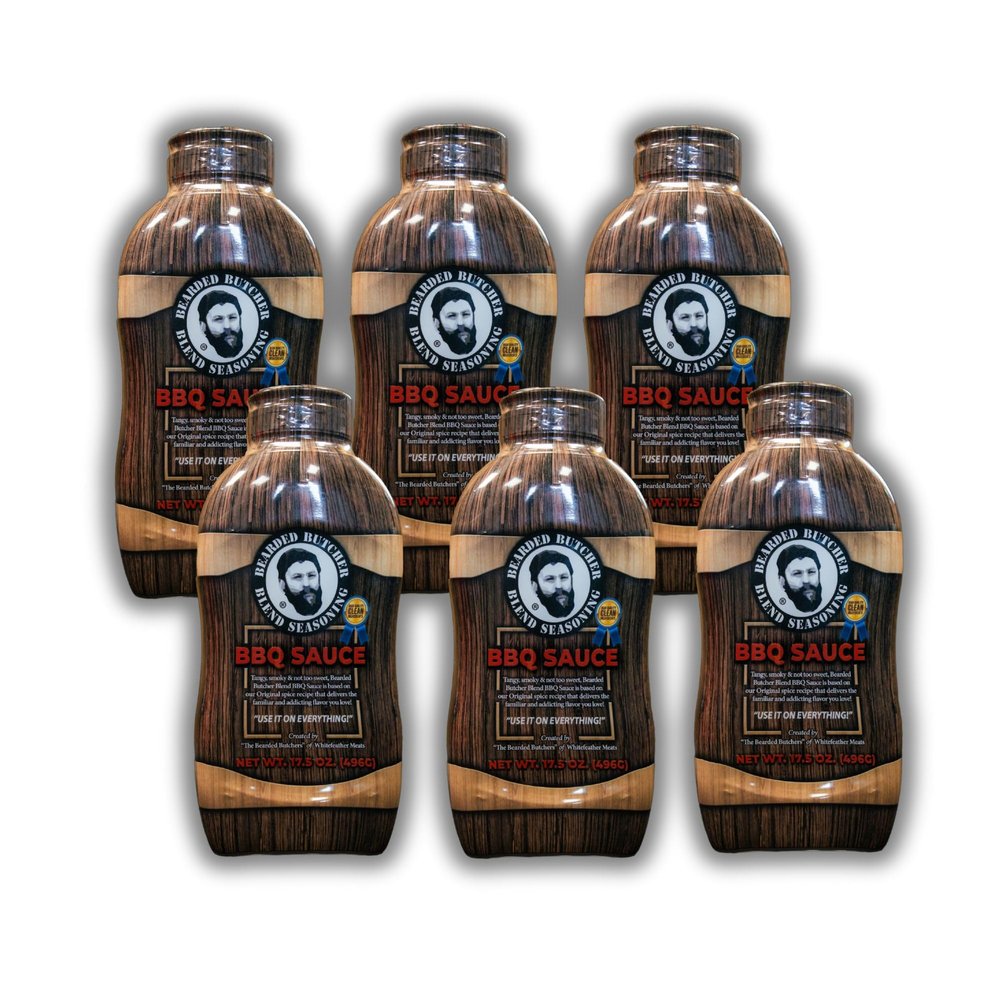 Bearded Butchers BBQ Sauce 17.5 oz, Pack of 6 Tangy & Smoky, Original Spice Blend, Gluten Free, No MSG, Real Ingredients, Perfect for Ribs, Brisket, Burgers, Fries, BBQ Sauce, Molasses