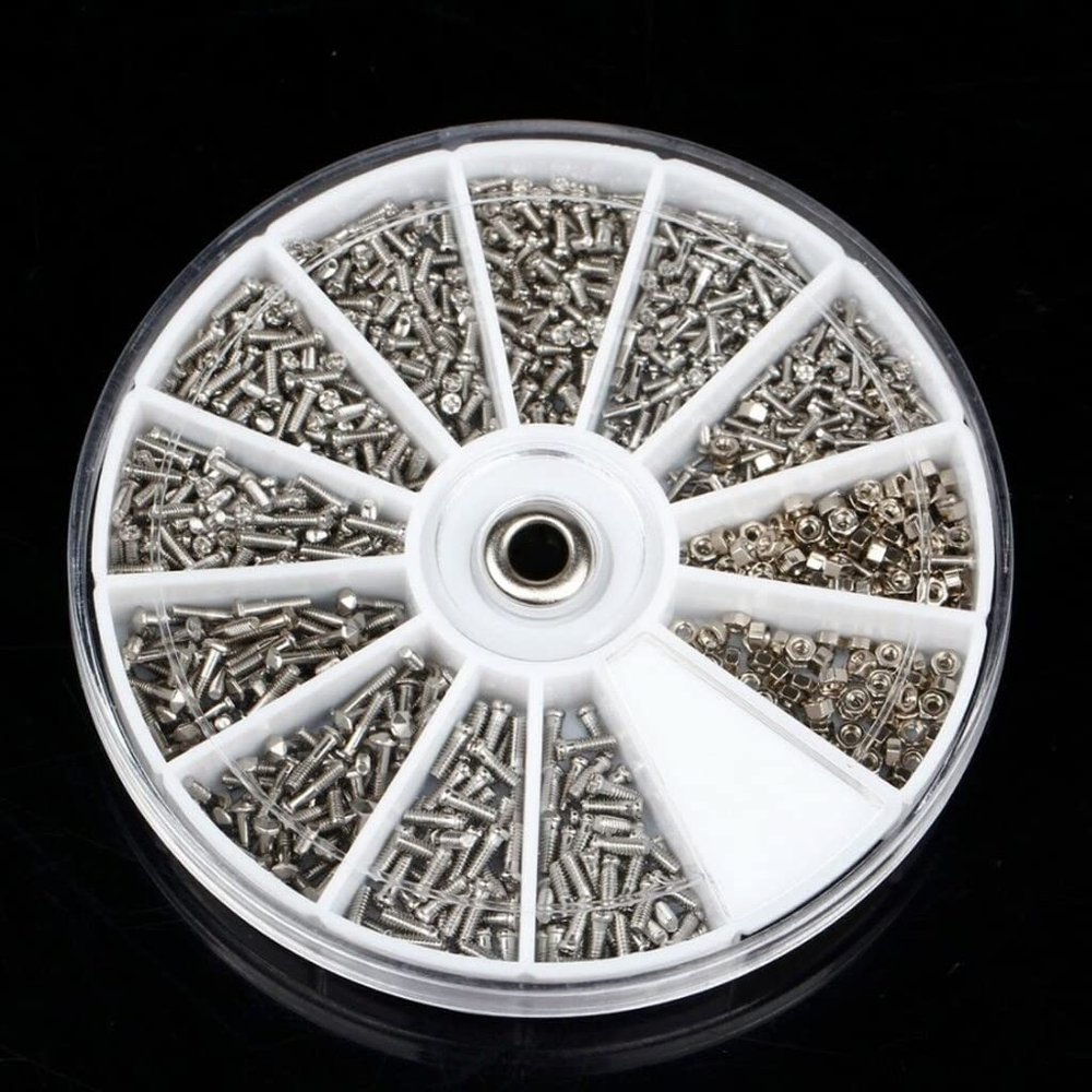 1000pcs Kinds of Stainless Steel Small Screws Nuts Assortment Kit Repair Part Tools for Watch Eye Glasses Clock