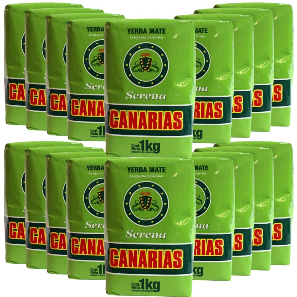 18-Pack Canarias Serena Herbal Yerba Mate Tea, Yerba Mate Compuesta From Uruguay, Super Combo, 1 kg / 2.2 Lbs each bag