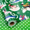 Yarcony Dog Christmas Wrapping Paper Roll, Green Wrapping Paper, Reversible Elegant Skiing Puppy and Polka Dot Design Kid Christmas Gift Wrap Paper for Winter Holiday, Dog Lover (17 Inch X 33 Feet) view 1