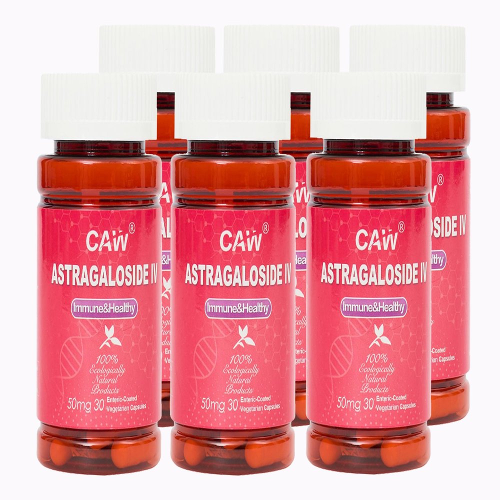 CAW Max Absorption Astragaloside IV 98% 50mg 180 Capsules | Immune Support | Anti-Aging Supplement | 50mg 30 Enteric-Coated Vegetarian Capsules 6 Bottles